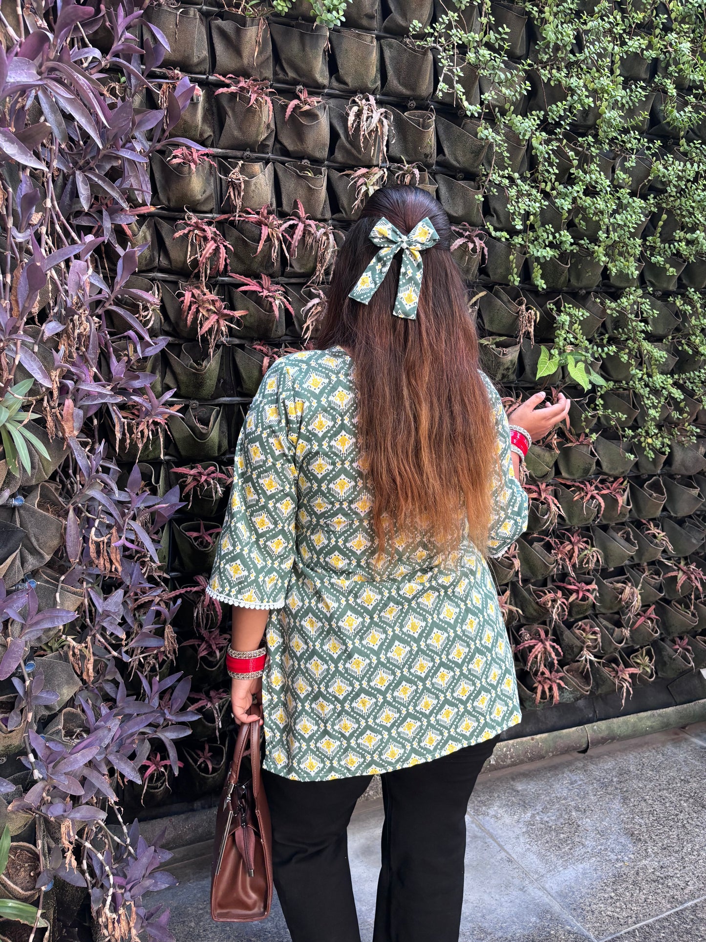 Handmade Mehendi Green Cotton Kurti for Women